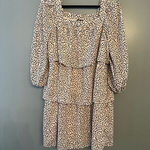 Who What Wear Cream and Black Long Sleeve Dress